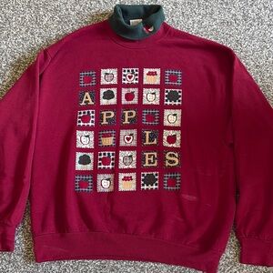 Vintage Red Apple Pattern Sweater